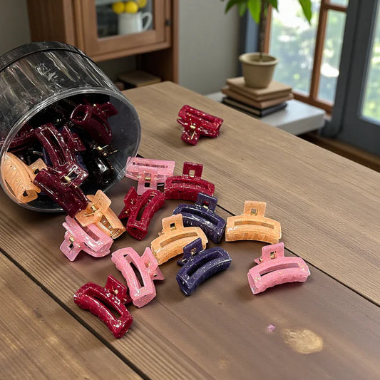 Glitter finishMini Hair Clutch ClipsSoft Pastel Colors | Strong Hold Hair Accessories( pack of 24)