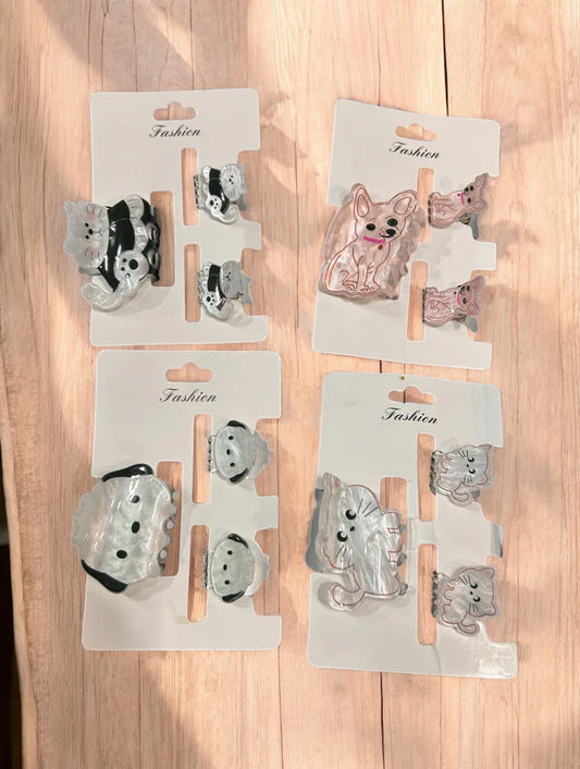 Cute Cartoon Animal Hair Claw Clips Set – Korean Style Mini Clutcher Combo Pack( pack of 12)